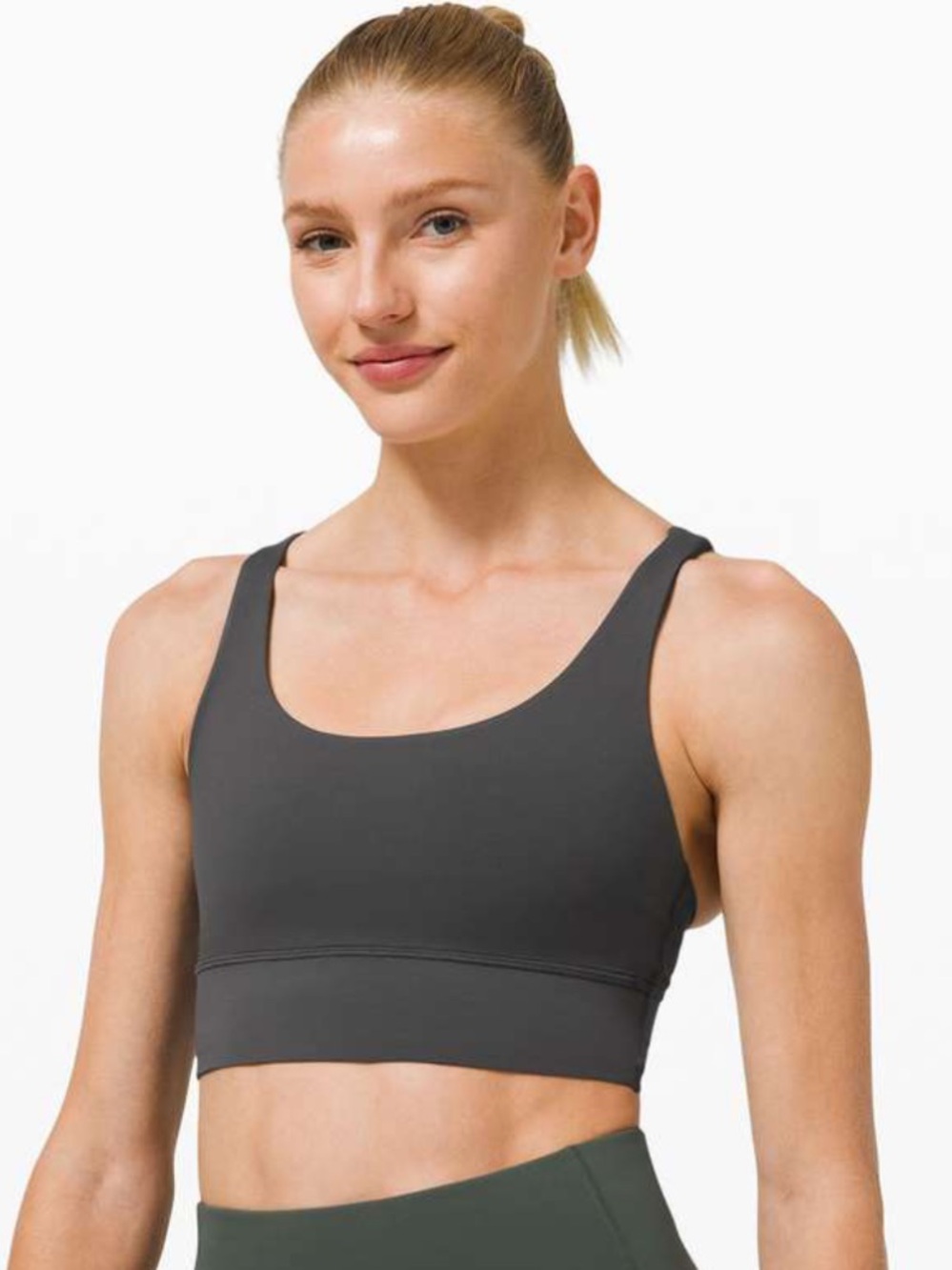 lululemon athletica dark grey longline energy  Strappy Racerback Sports Bra